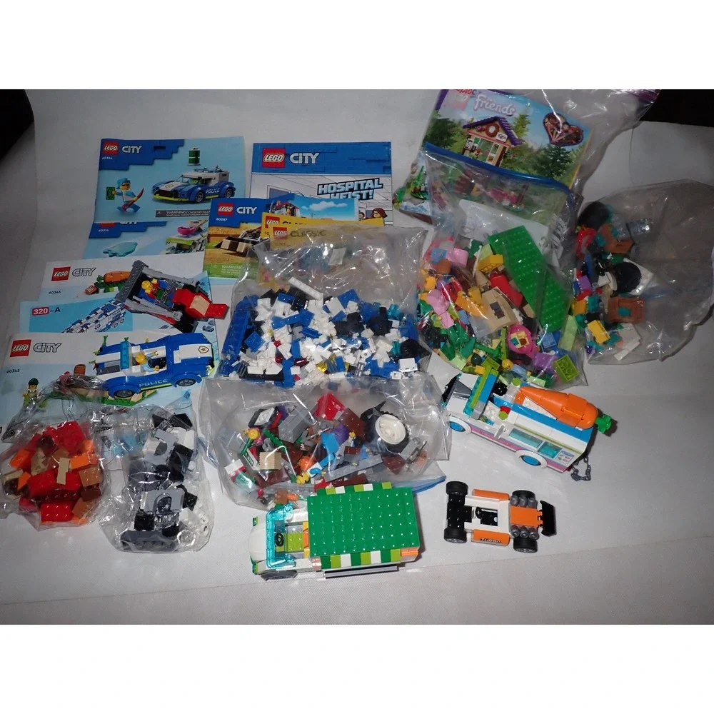 LEGO City Friends Classic Bulk Lot Mixed Sets Manuals Vehicles Minifigures
